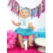 White Rainbow Dots Baby Bodysuit Bling Light Blue Sequins Pettiskirt & 1st Sparkle Light Blue Birthday Number Print JS4578